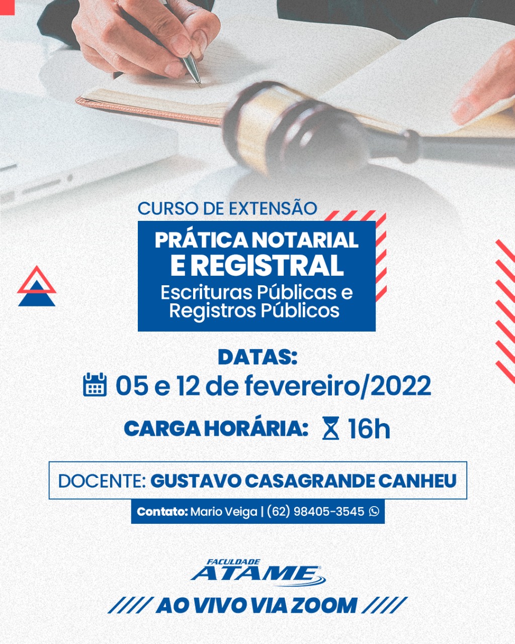 Curso de Extensão “Prática Notarial e Registral (Escrituras e Registros Públicos) - Cartórios”